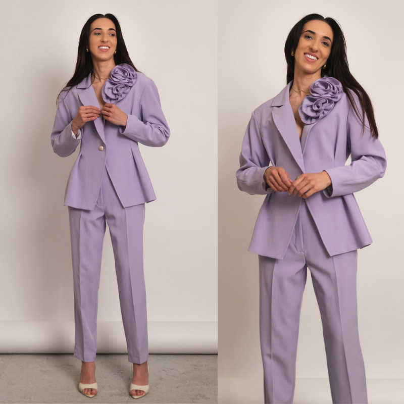 Women Formal Wear For Conference - Vibrant Peplum Women Suit Set Lapel