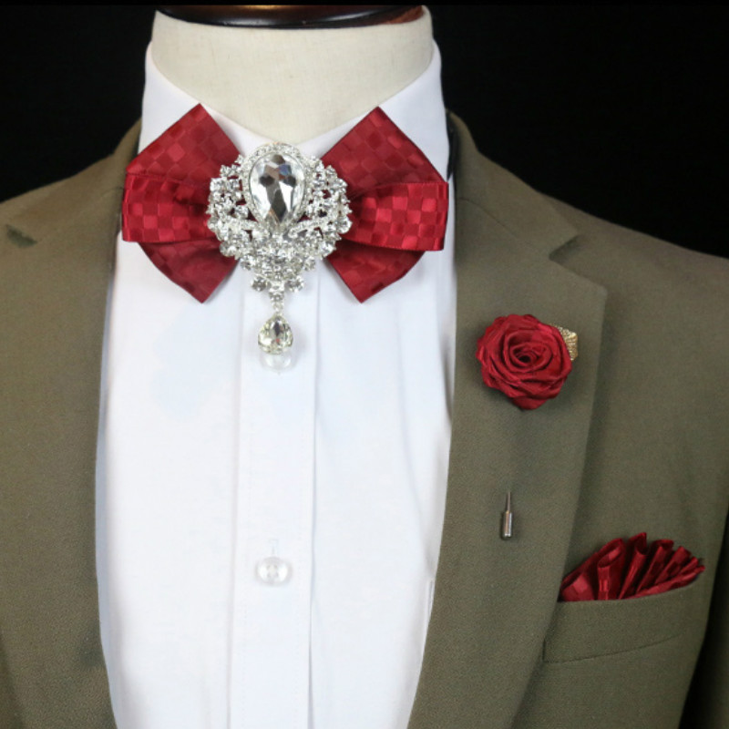 Women Formal Wear Korean - Men's Wedding Rhinestone Bow Tie Brooch