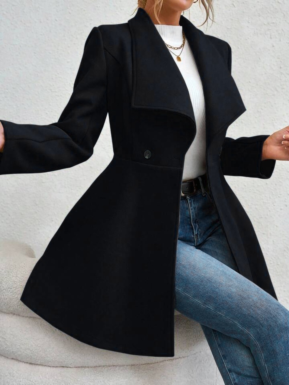 Autumn Winter Fashionable Notc - Tailored Coat Wool review and price