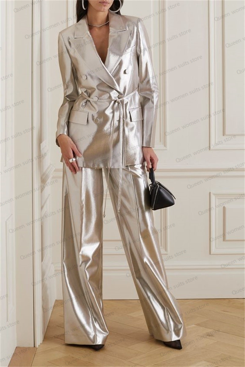 Shiny Satin Wedding Women Suit - Women Formal Wear Belt review and price