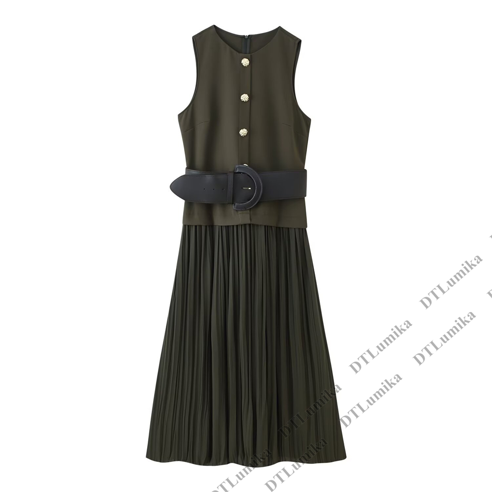 Women’s Olive Green Sleeveless - Women Formal Wear Belt review and price