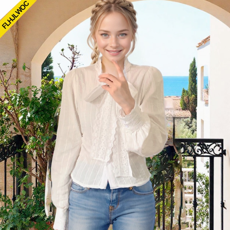 Retro Vintage Lace Bow Tie Top - Formal Wear Japan Women review and price
