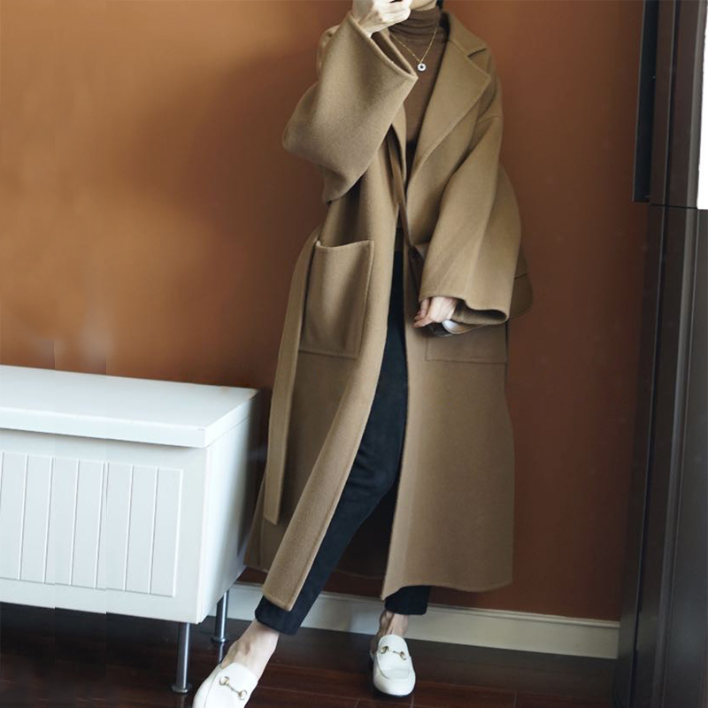 Elegant Women's Long Coat 100% - Women Formal Wear Belt review and price