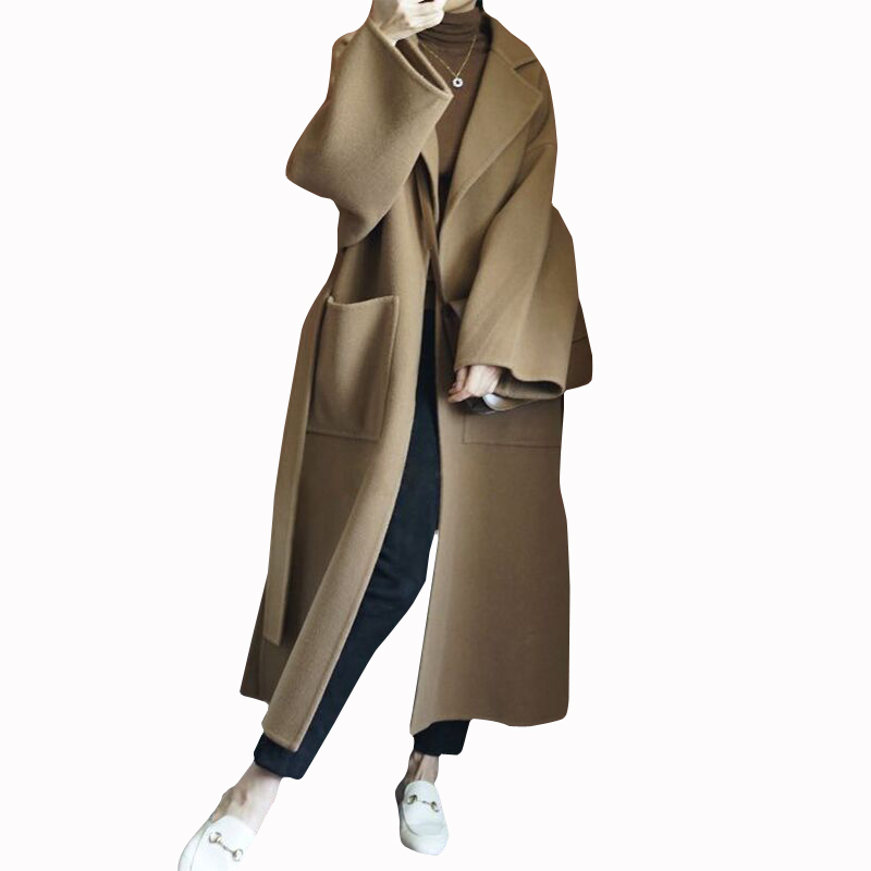 Elegant Women's Long Coat 100% - Women Formal Wear Belt review and price