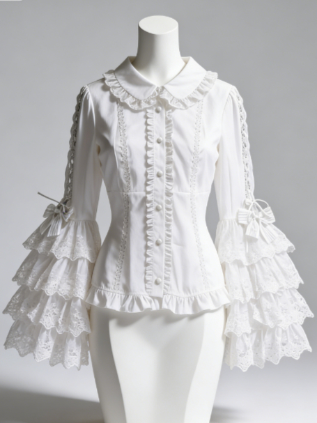Sweet Lolita Blouse Lace Trim  - Formal Wear Japan Women review and price