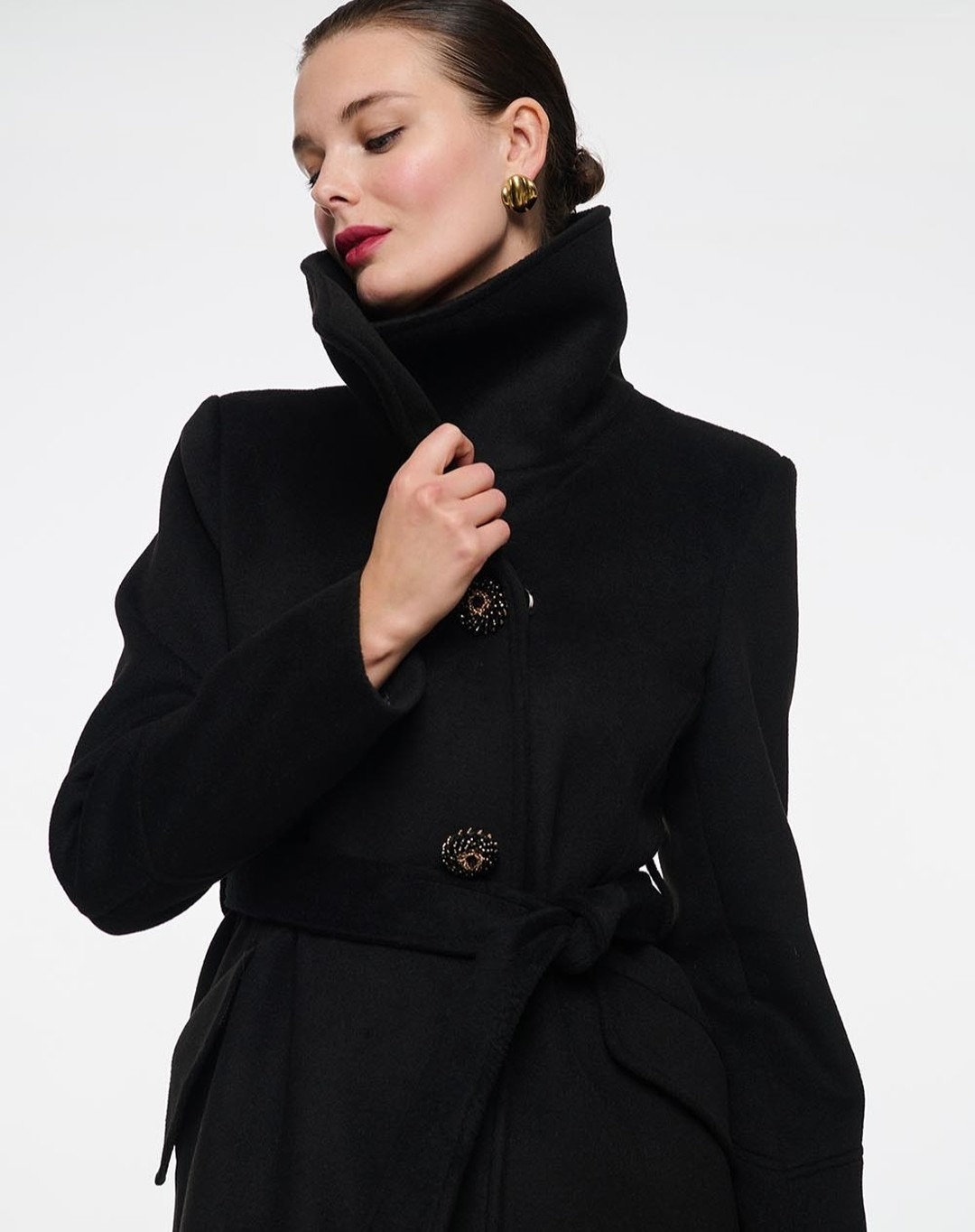 Vintage Black Stand Collar Wom - Women Formal Wear Belt review and price